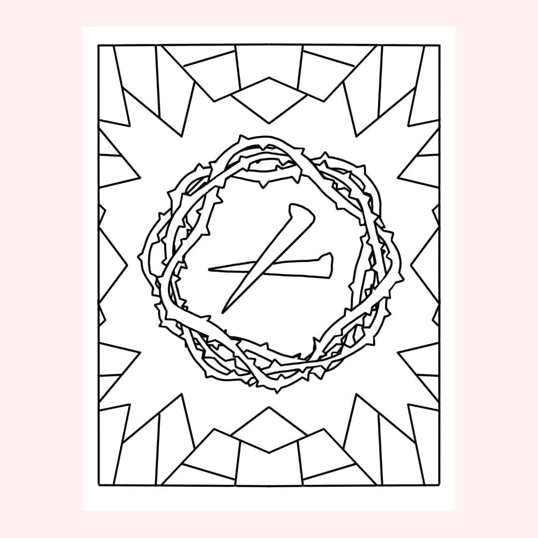 Crown of thorns and nails coloring page.