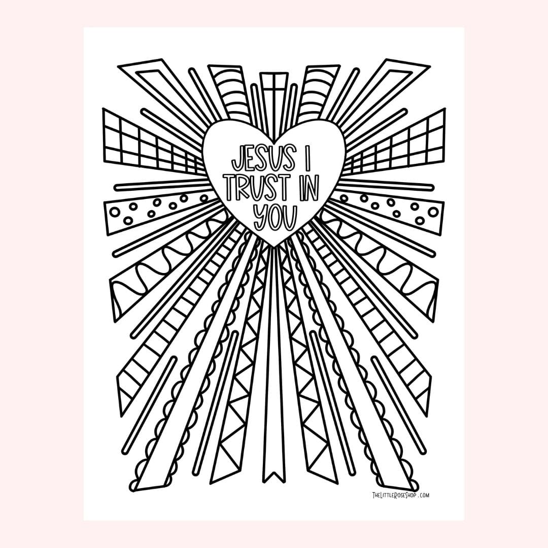 Line art of a heart with text surrounded by sunburst rays.