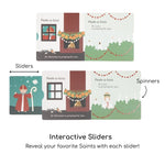 Interactive slider book featuring St. Nicholas and St. Lucy