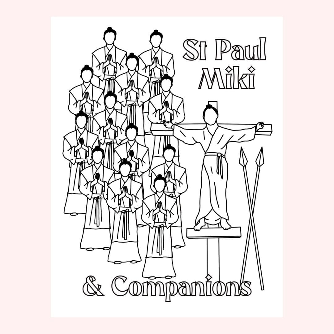 Line drawing of St. Paul Miki and companions.
