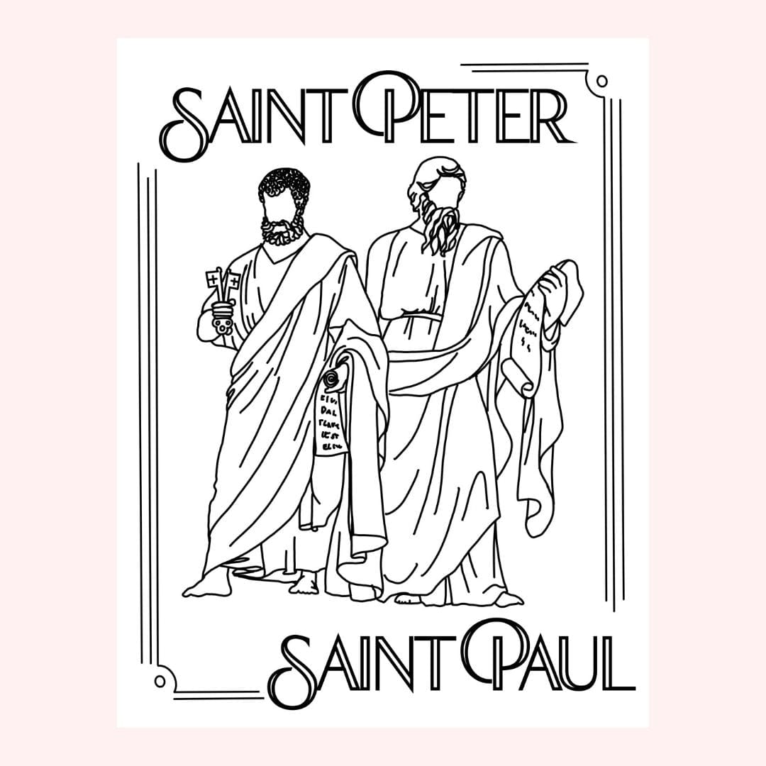 Line art of Saint Peter and Saint Paul.