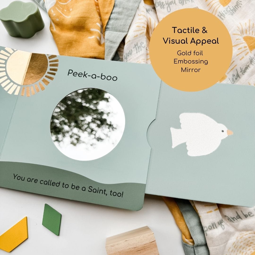 Peek-a-boo book with mirror and gold foil sun, 5_7ebf1cb0-b707