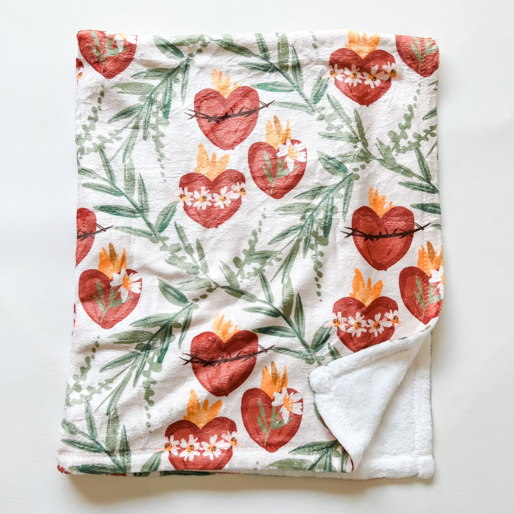 Holy Family Hearts blanket