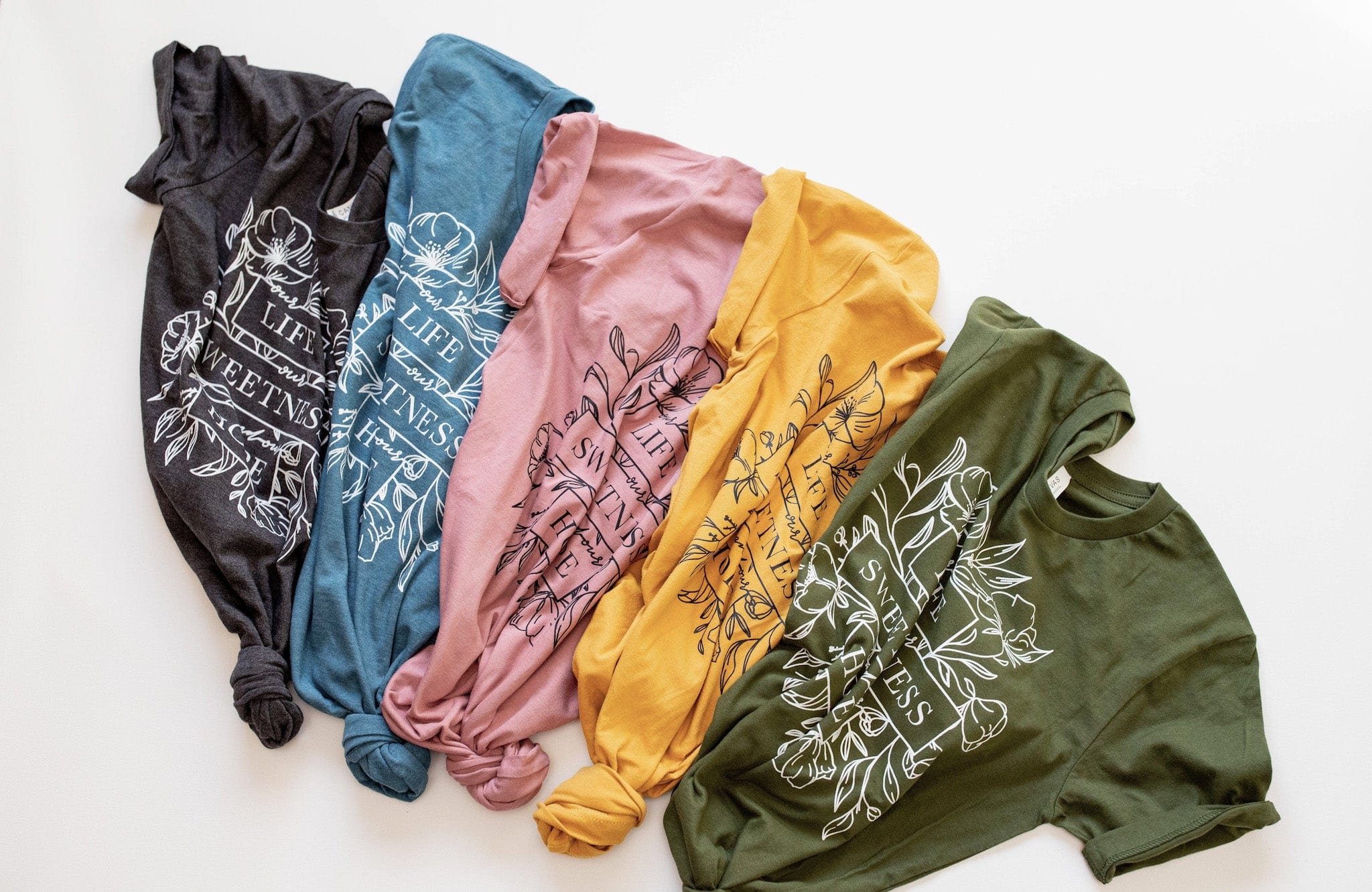 Colorful 'Life Sweetness' t-shirts