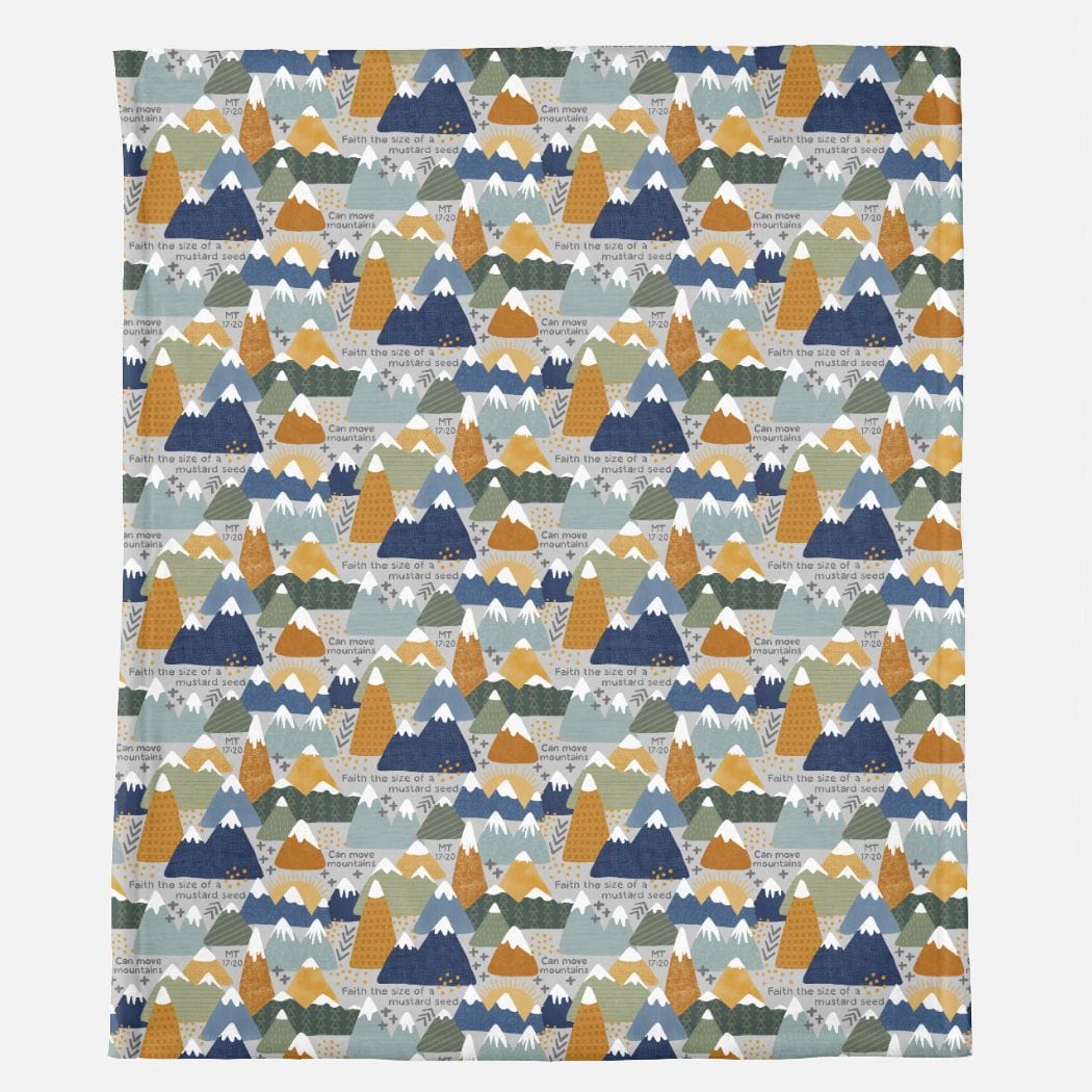 Faith Moves Mountains blanket with mountain pattern