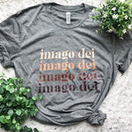 Gray t-shirt with imago dei text.