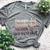 Gray t-shirt with imago dei text.