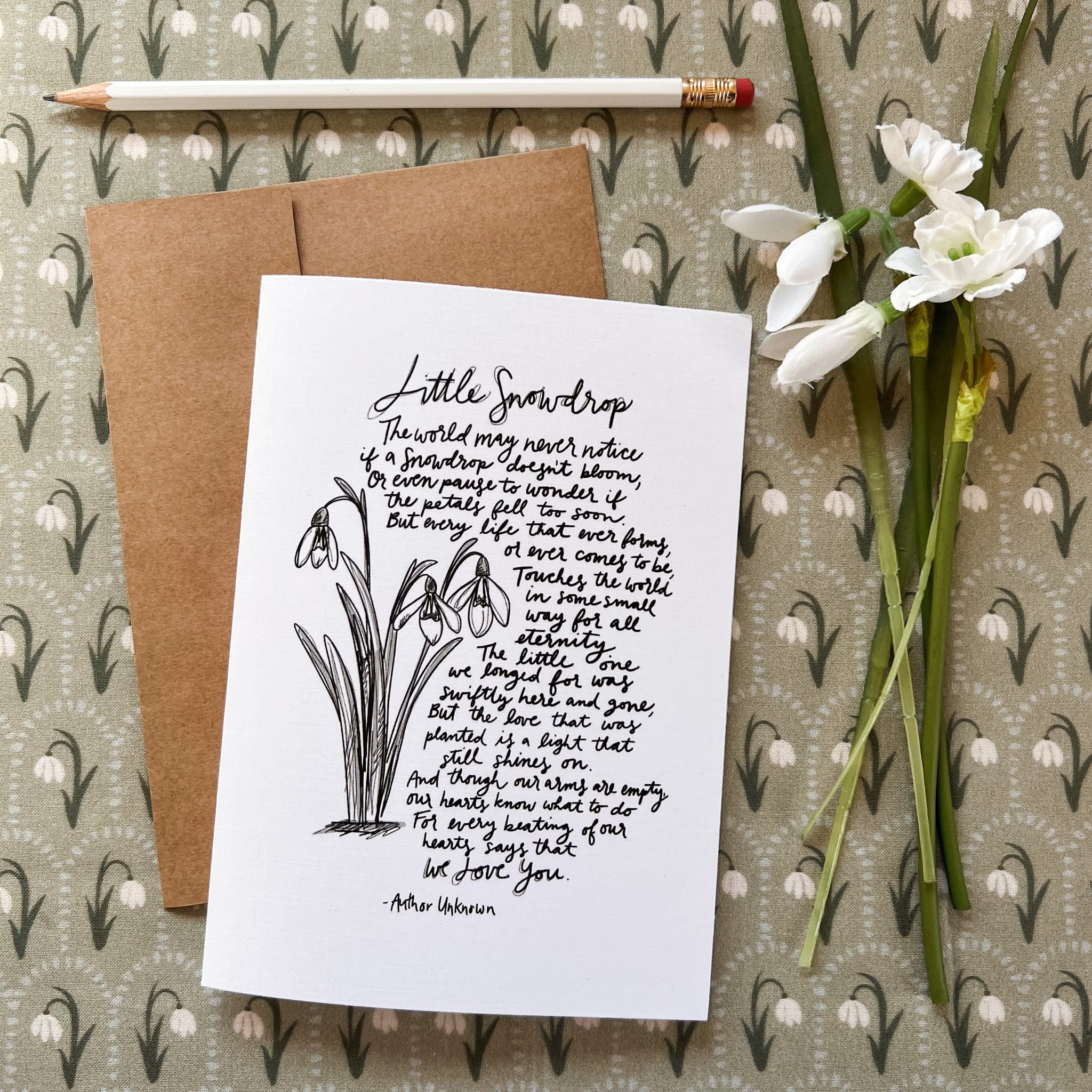 Snowdrop Miscarriage Card – The Little Rose Shop
