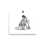 8x10 Holy Family sketch art print on enhanced matte paper