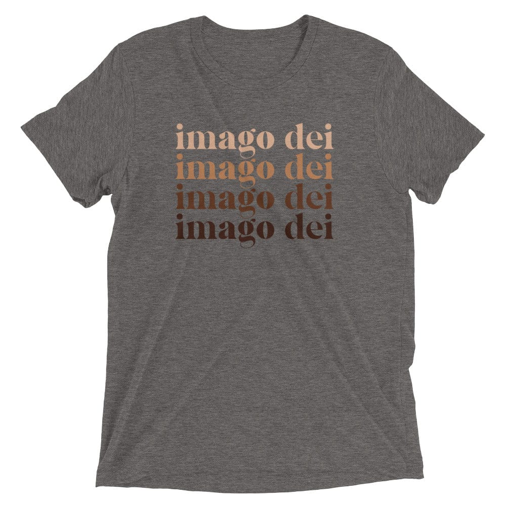 Grey triblend unisex t-shirt with imago dei text