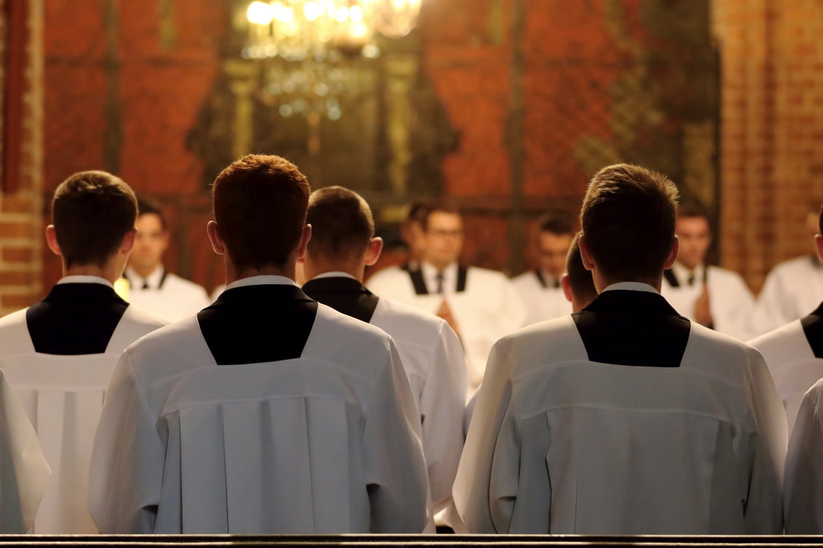 Catholic priest gift idea featuring seminarians during Mass