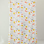 minky fabric with colorful patterns on a white background