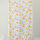 minky fabric with colorful patterns on a white background