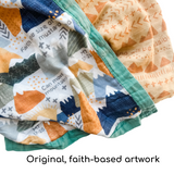 Faith Moves Mountains  Luxury Double Sided Muslin Catholic Blanket