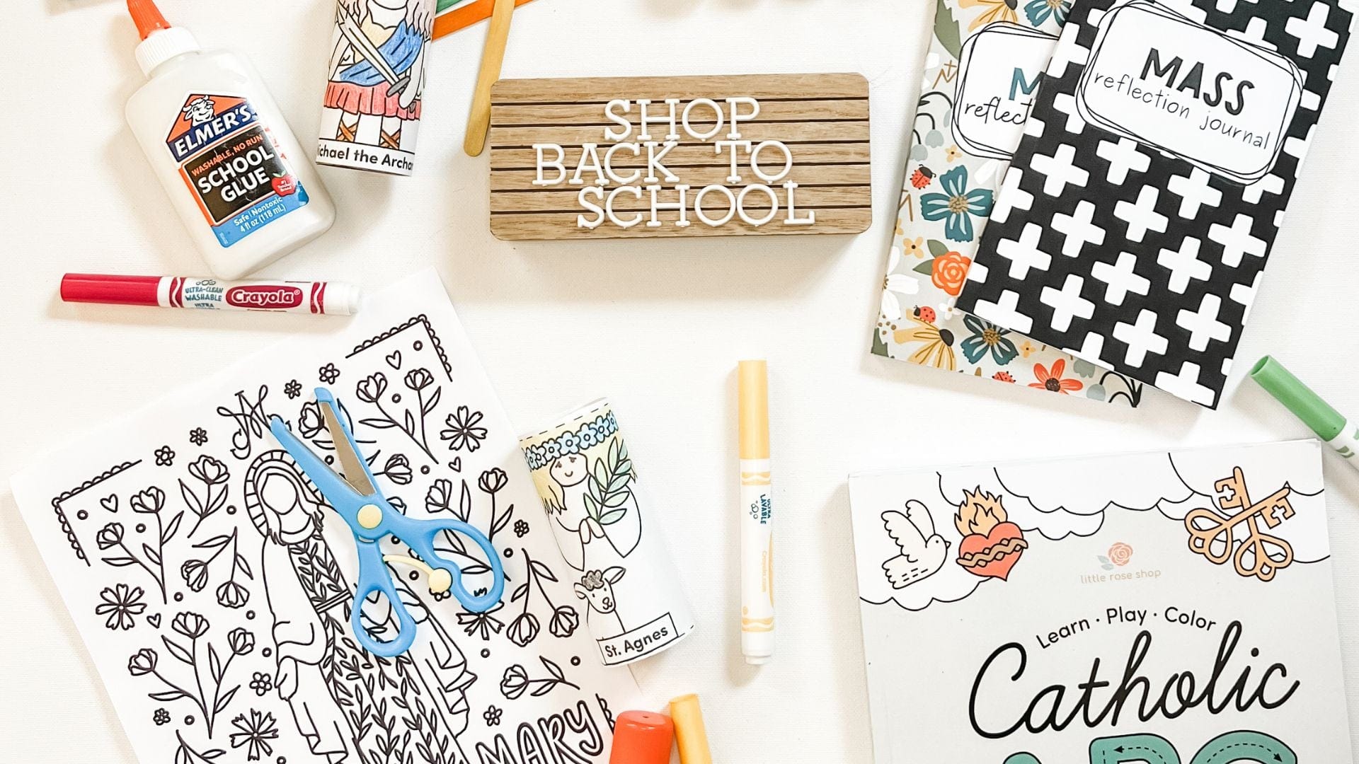 Back to School supplies & shop sign