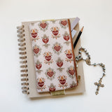 HFHPouch with heart pattern, pencil, rosary, & notebook