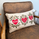 Holy Family Hearts Embroidered Lumbar Pillow Cover