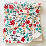 Spanish Floral Hail Mary Minky Blanket