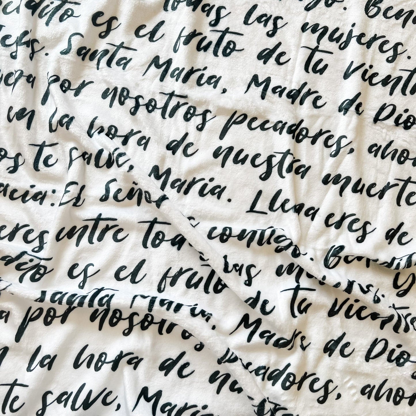 Spanish Hail Mary Hand-Lettered Minky Blanket