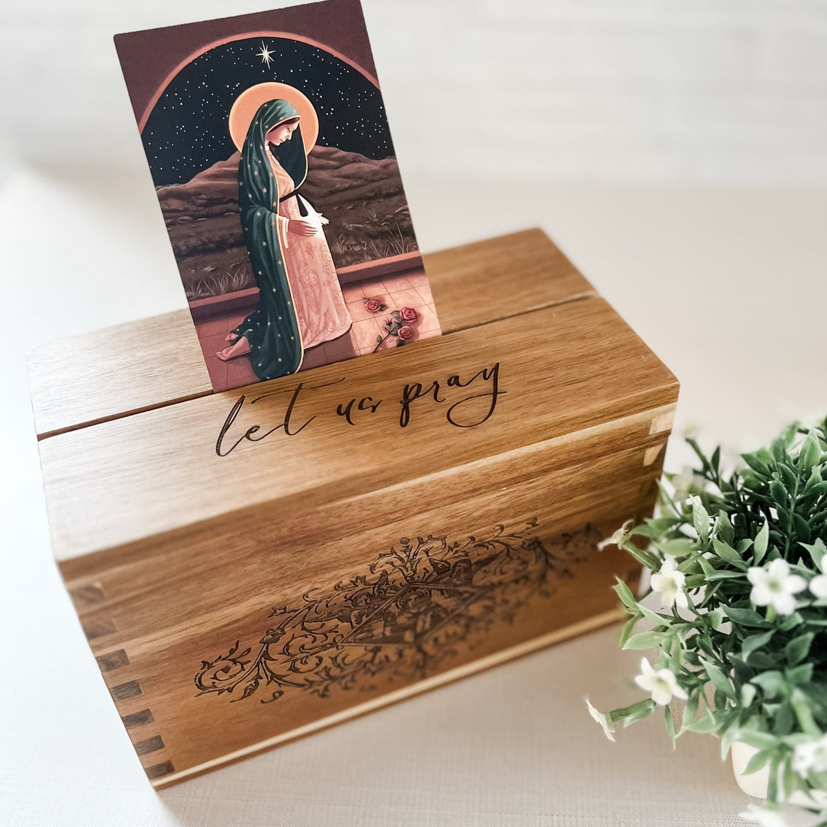 Wooden Prayer Card Box – The Little Rose Shop