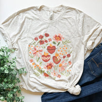 JMJ Holy Family shirt with floral heart design