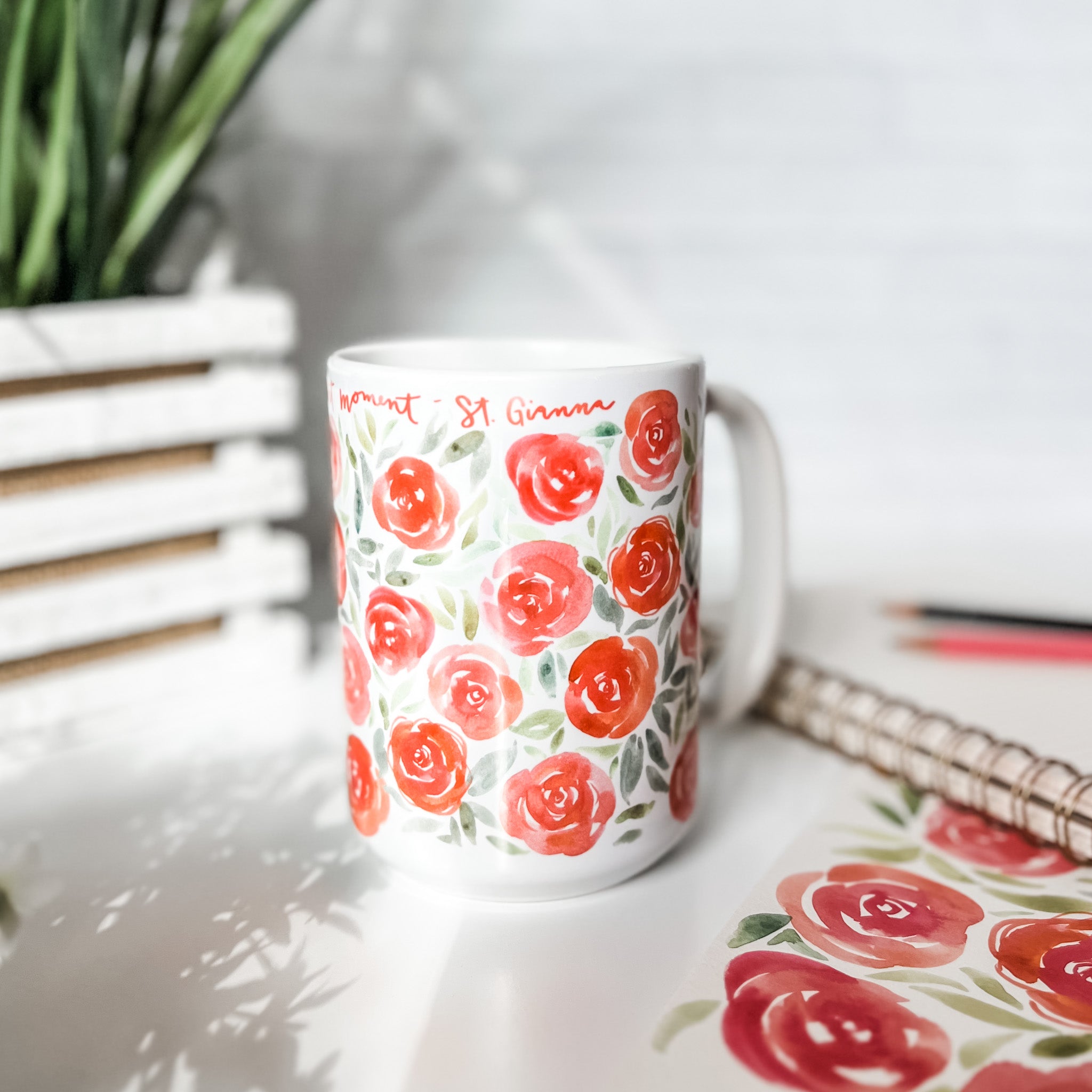 Live Holy Mug with Red Roses