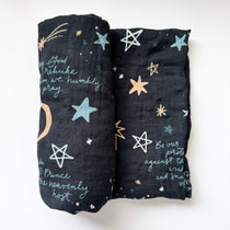 St Michael Swaddle blanket with stars & prayer