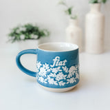 Fiat Floral Ceramic Mug - Catholic Mug with Textured Design | Limited Edition