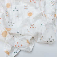 Holy Spirit swaddle blanket with sun and triangle pattern