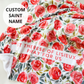 Custom Floral Saint Name Minky Blanket