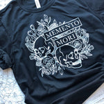 Memento Mori skull t-shirt with floral design