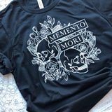 Memento Mori skull t-shirt with floral design