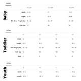 Baby clothing size chart