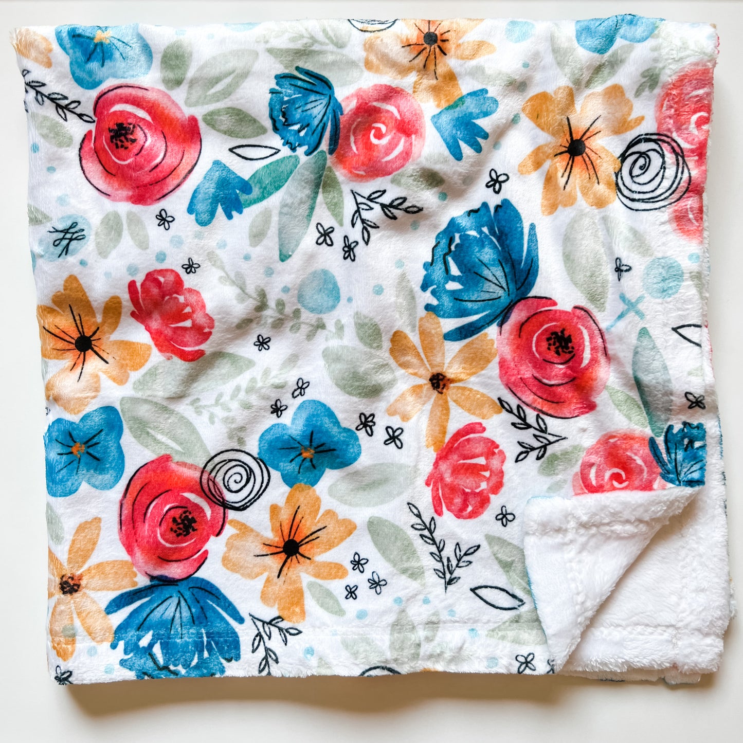 Hidden Rosary Floral Minky Blanket