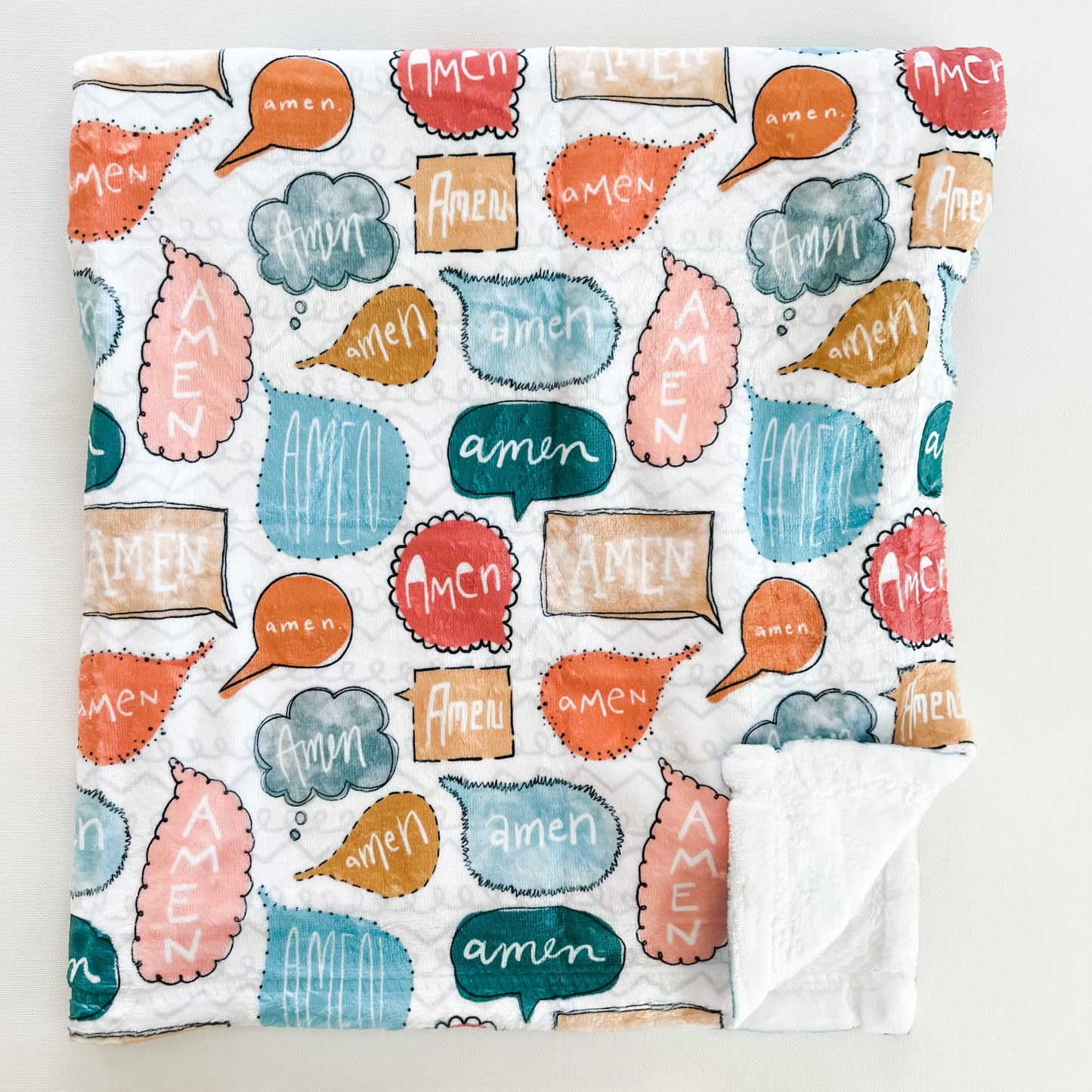 Amen Speech Bubble Colorful Minky Blanket