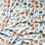 White floral fabric with inspirational words.