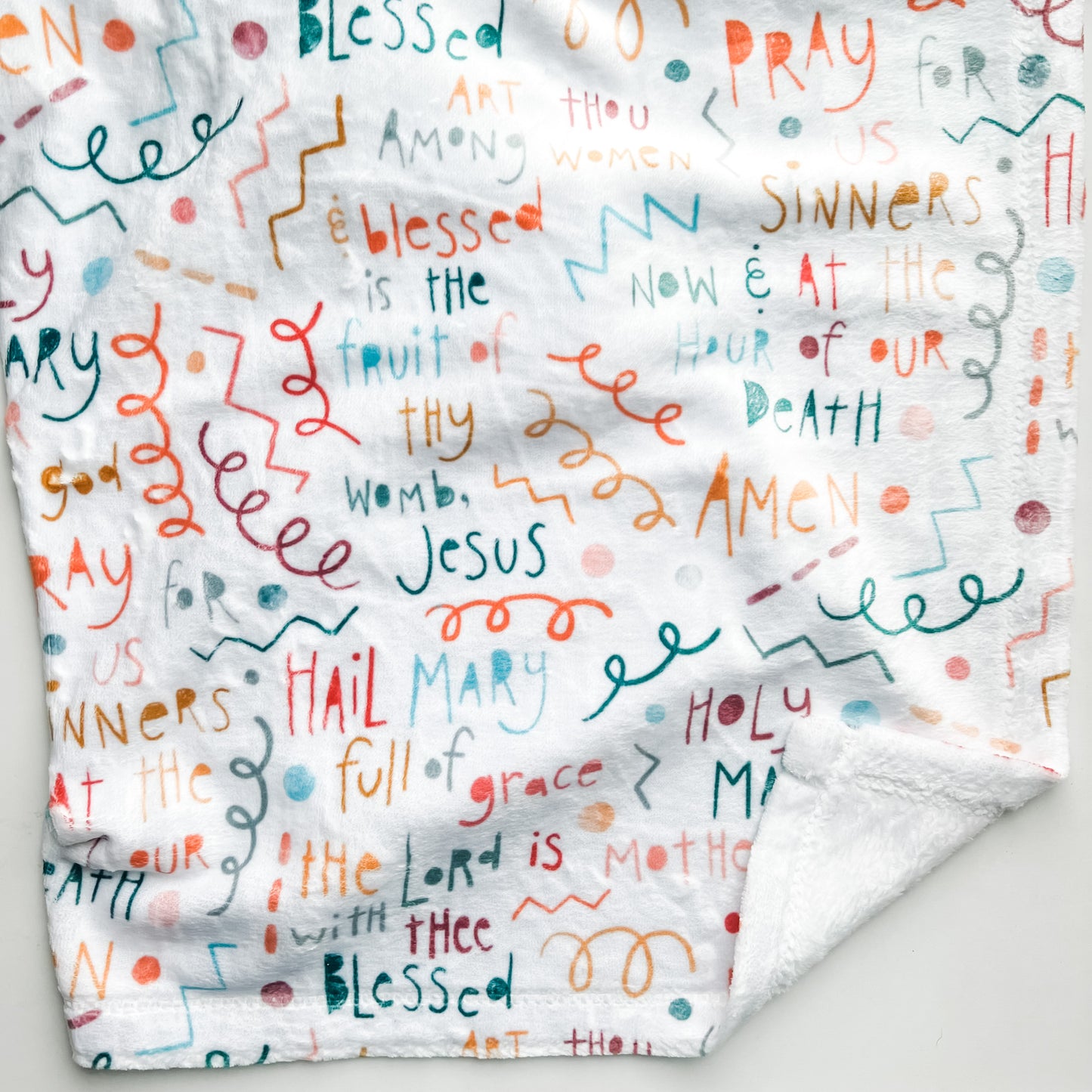 Hail Mary Prayer Doodles Minky Blanket