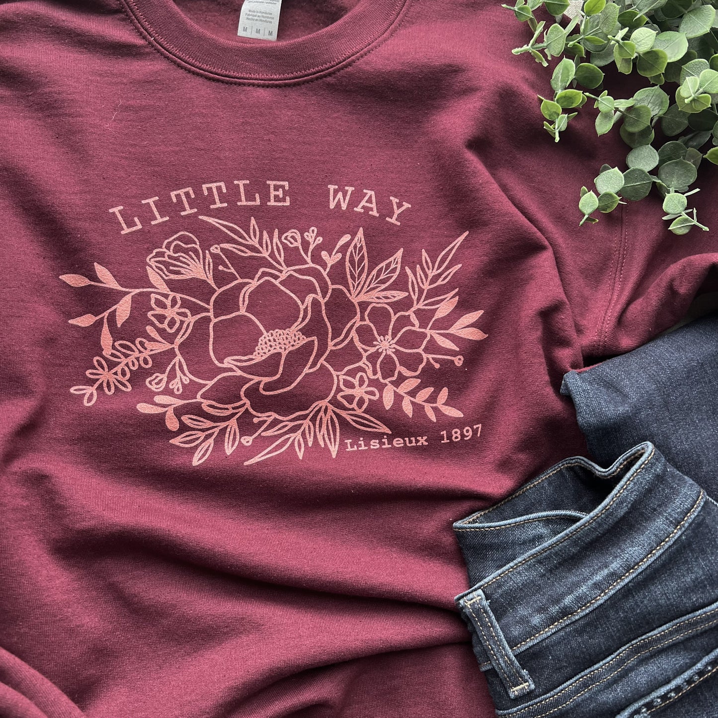 Little Way Floral Maroon Unisex Sweatshirt