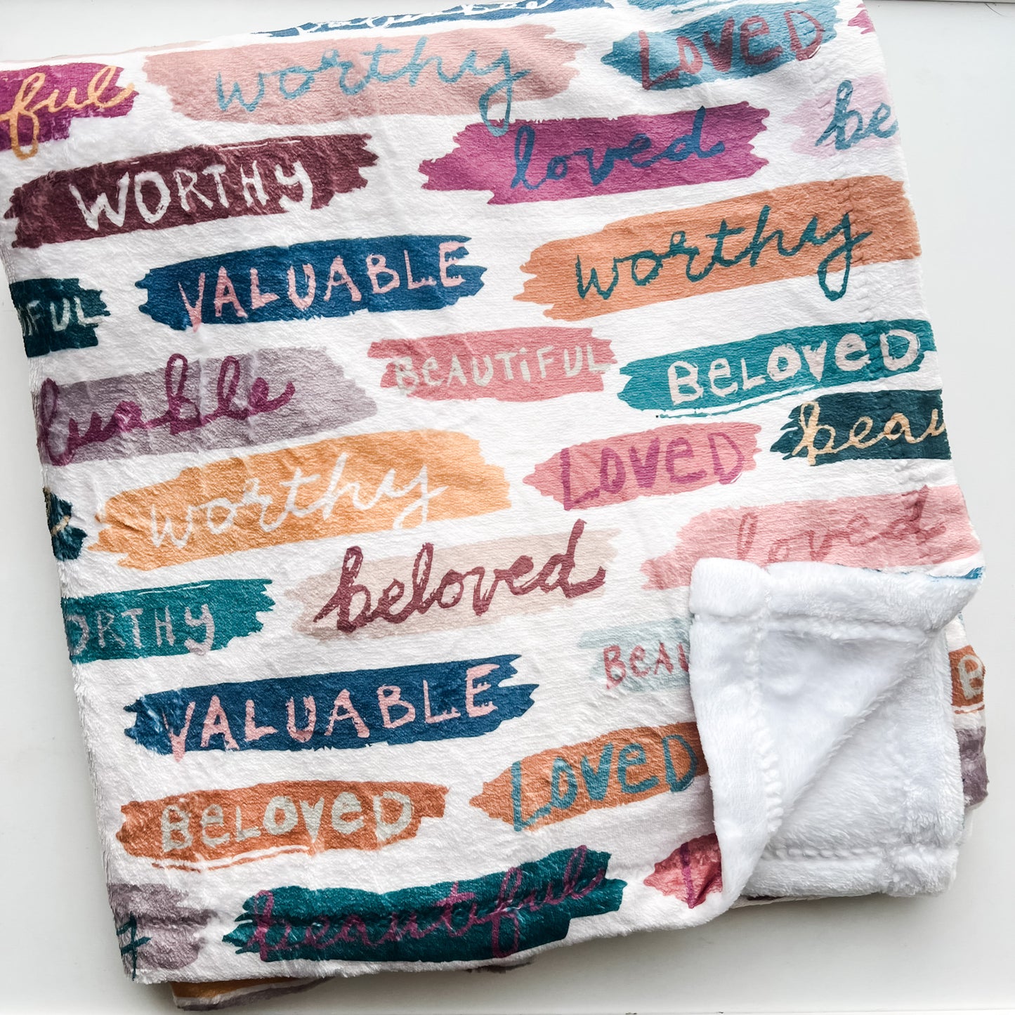 Words of Affirmation Minky Blanket