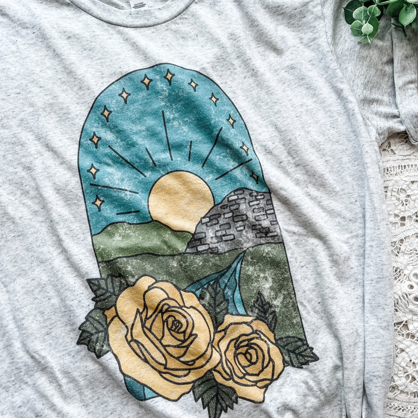 Vintage Our Lady of Lourdes Inspired Short sleeve triblend t-shirt