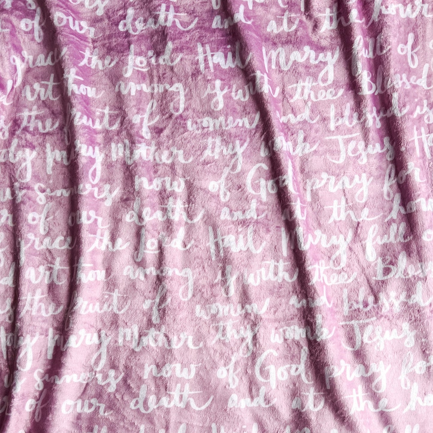 Pink Hail Mary Prayer Minky  Blanket