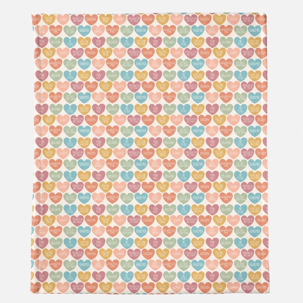 Minky blanket with heart pattern, 50x60 inches