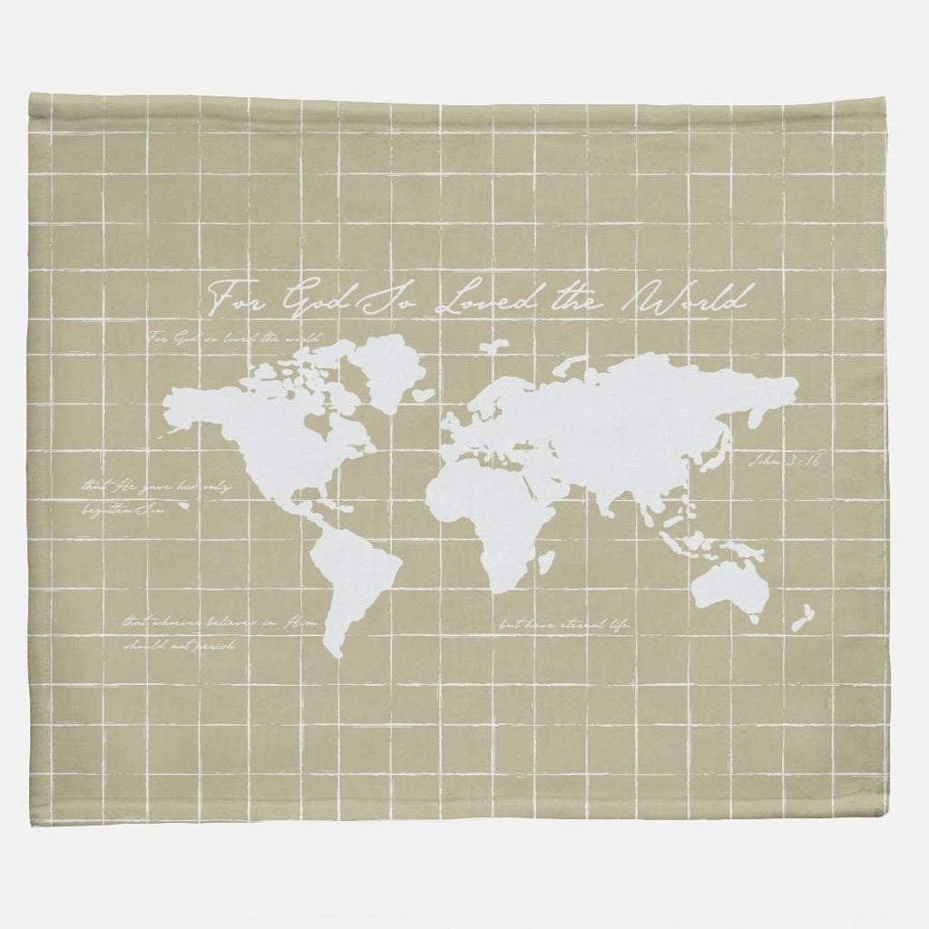 Map, For God so Loved the World, Neutral Green Minky Blanket