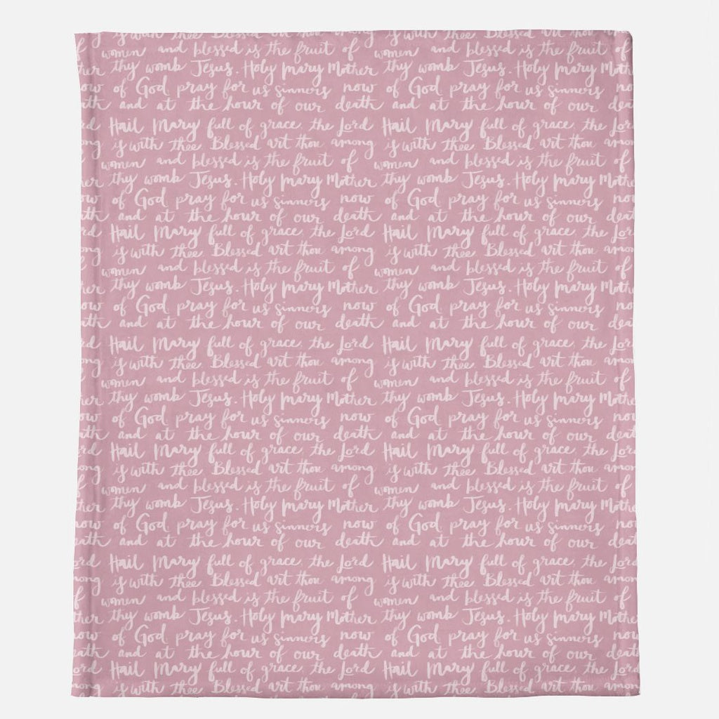 Pink Hail Mary Prayer Minky  Blanket