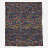 Blanket with names of saints in various colors