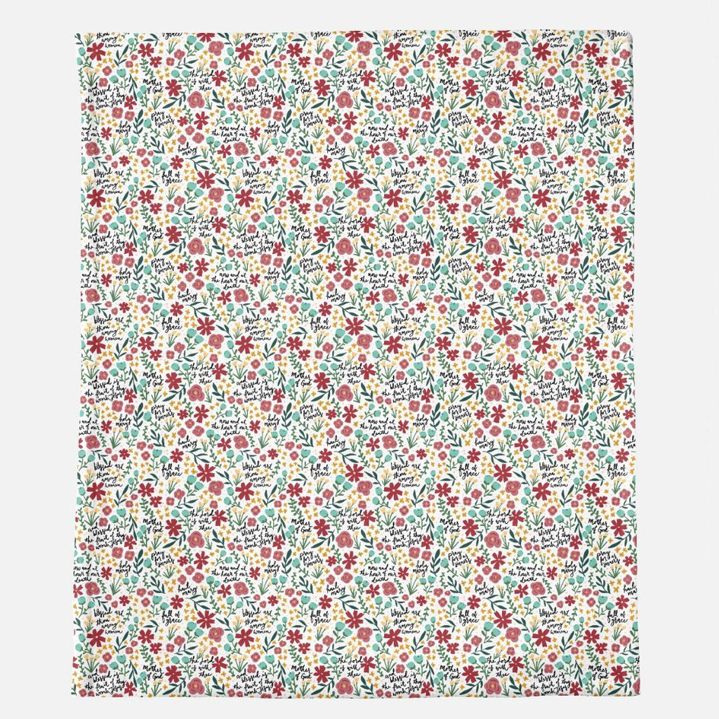 Floral Hail Mary Prayer Minky Blanket