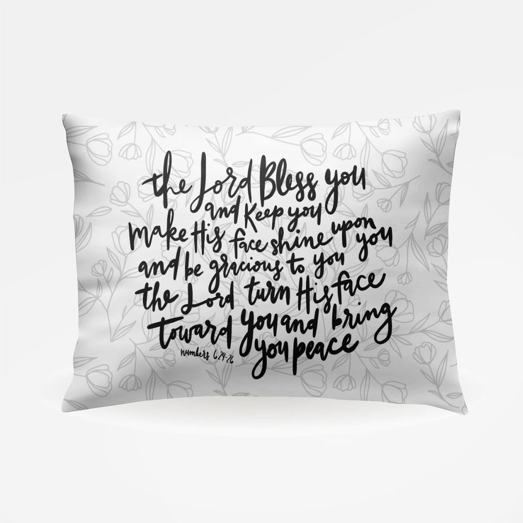 The Blessing Pillowcase, Floral Handlettered