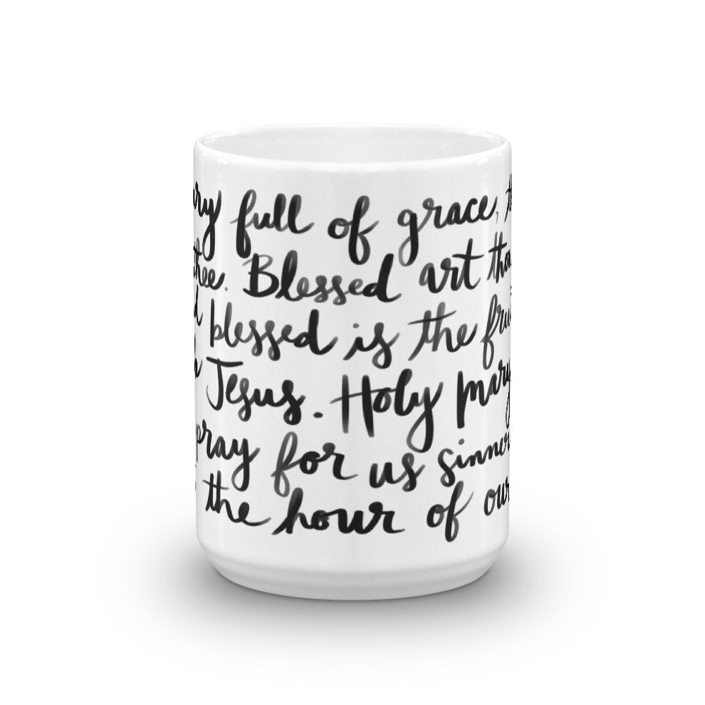 Hail Mary Prayer Mug, Catholic Prayer Mug