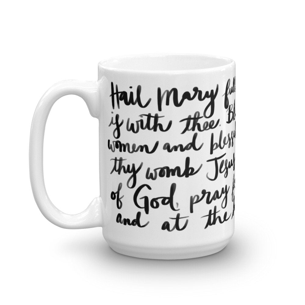 Hail Mary Prayer Mug, Catholic Prayer Mug