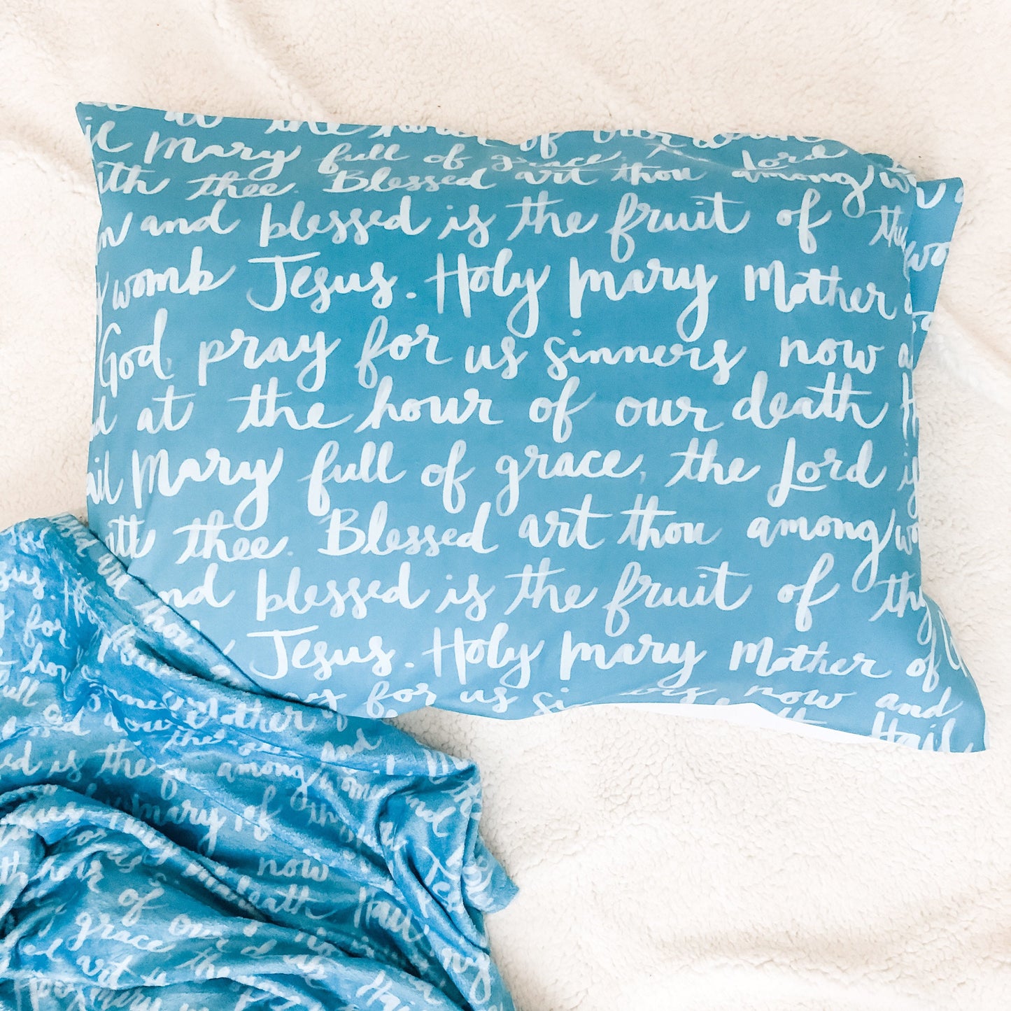 Hail Mary Prayer Pillowcase, Catholic gift pillowcase
